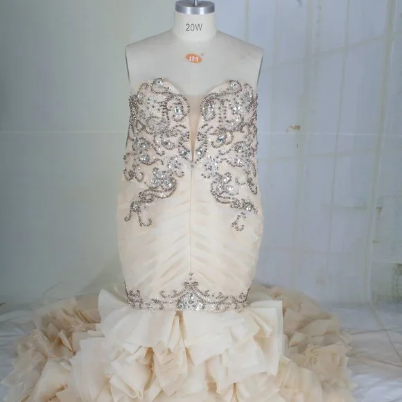 Darius Cordell Dresses | Darius Cordell Couture - Plus Size Fit to Flare Wedding Gown with Bling | Color: Cream | Size: 20W | Darius_Cordell's Closet